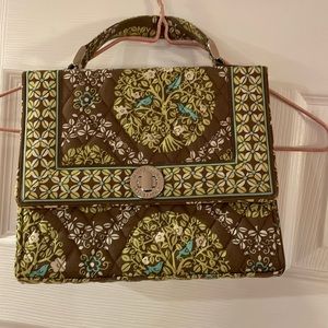 Vera Bradley pocketbook, brown, yellow and aqua